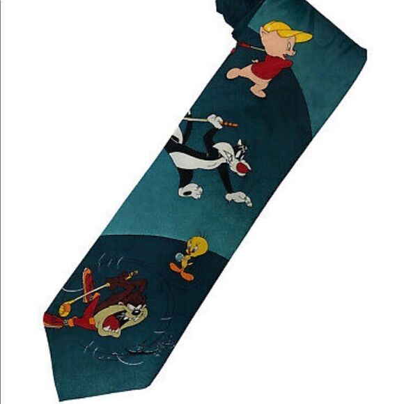Balancine Other - Looney Tunes Golf Tie Tweetie Bird, Elmer Fudd, Sylvester and Taz Vintage